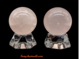 Pair of Rose Quartz Crystal Balls