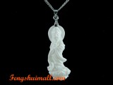 White Coral Goddess Kuan Yin Pendant